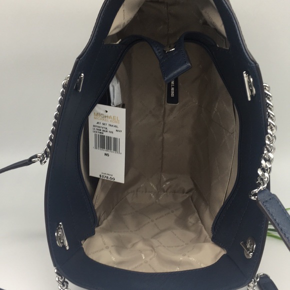 Michael Kors LG CHAIN SHLDR TOTE NAVY 35T5STVT3L - Picture 8 of 8